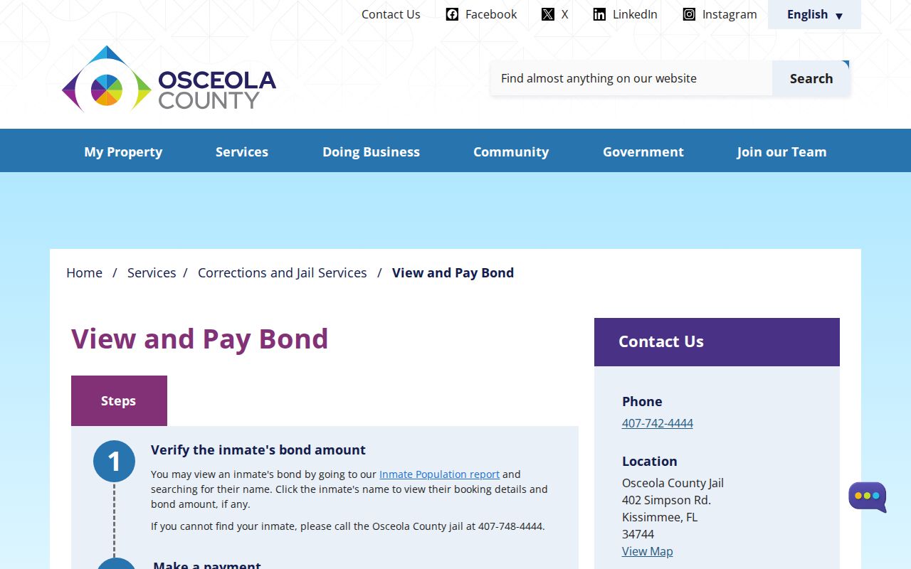 Osceola County criminal records bond information